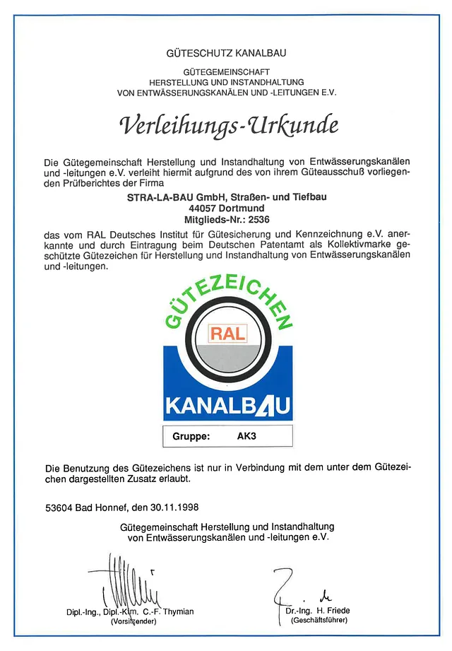 Güteschutz Kanalbau